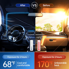 JASVIC sunshade open inside car blocking sunlight for cooler cabin