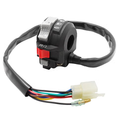 JAVIK front view of handlebar switch assembly showing clear controls and improved reliability