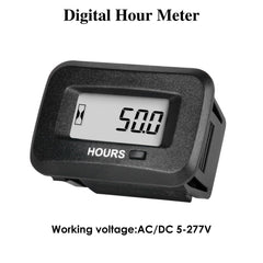 Jayron hour meter LCD close-up displaying hours and service countdown for quick checks