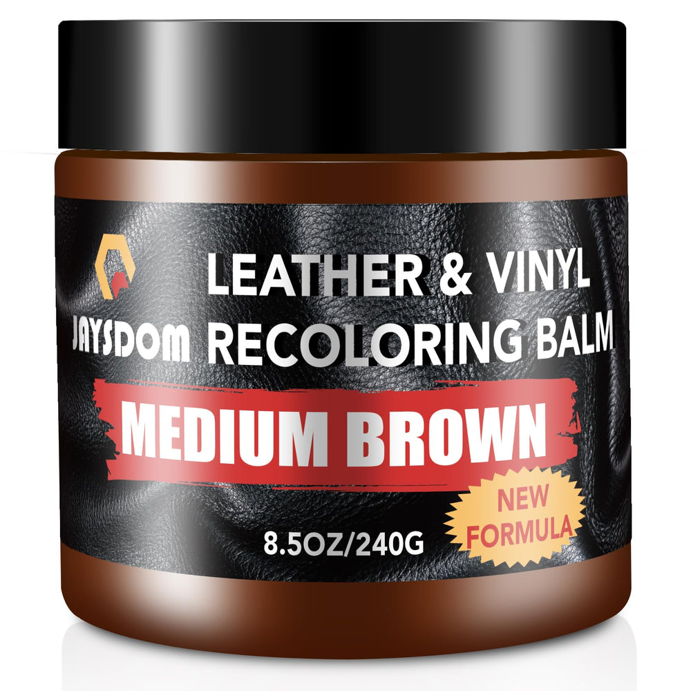 JAYSDOM jar front packaging showing medium brown balm and label benefit