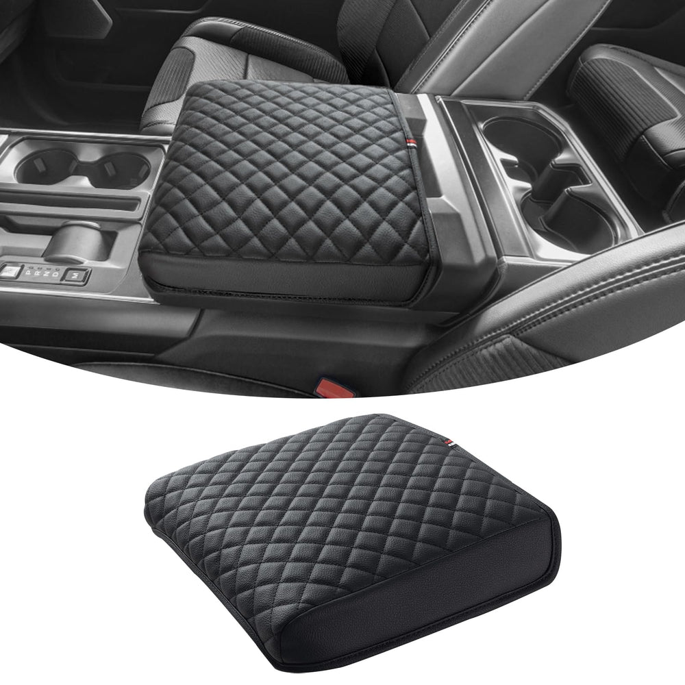 JDMCAR armrest cover front view showing sleek black finish and full coverage benefit