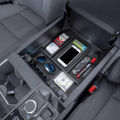 JDMCAR front view of console organizer showing tidy compartments and easy access