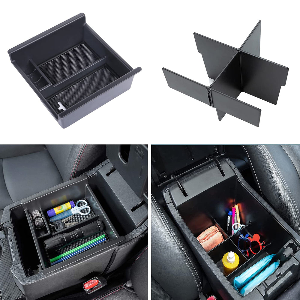 JDMCAR front view of center console inserts showing compartment layout and quick access