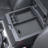 JDMCAR front view of center console organizer showing tidy compartments and fit