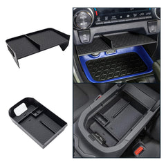 JDMCAR front view of console organizer showing neat two-level storage and easy access