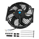 JDMSPEED front view of 10-inch fan showing airflow and compact design benefits