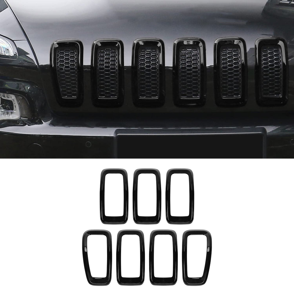 JeCar front grill inserts installed on Cherokee showing sleek updated look