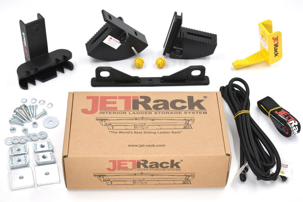 JET Rack compact kit layout showing parts and benefits of easy install