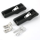 Jetuplusllc front view of two black rear compartment latches showing fit and finish benefit