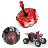 JFG RACING front view of red gas cap showing fit and improved styling