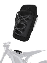 JFG RACING front view of black frame battery bag showing compact storage benefit
