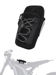 JFG RACING front view of black frame battery bag showing compact storage benefit