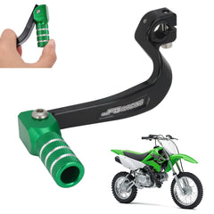 JFG RACING front view of green CNC shifter lever showing fit and shape benefits