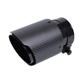 Jiarear matte carbon fiber exhaust tip front view showing tapered styling and sporty finish