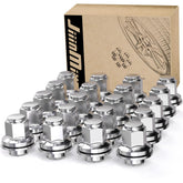 JiiinMiiin front view of 20 chrome lug nuts showing complete set, clean finish