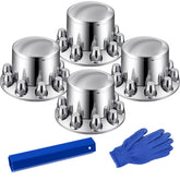 JiiinMiiin front view of four-pack axle covers, polished appearance, improves wheel look