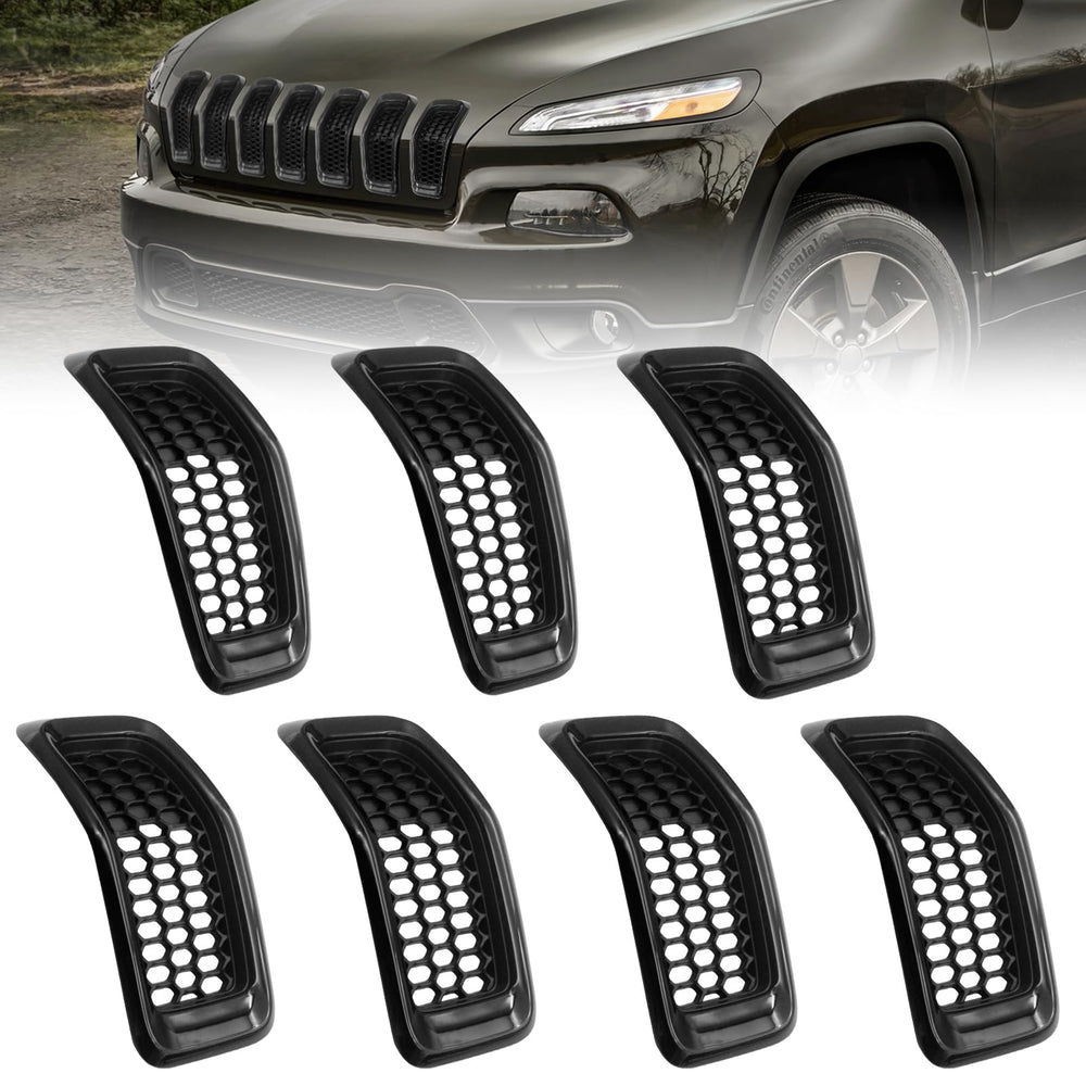 JINCHEN front view installed on Jeep Cherokee showing sleek black finish and improved look