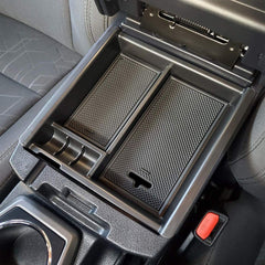 JKCOVER front view of console organizer showing clean fit and improved storage
