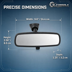 JLCunsola mirror beside ruler for scale, demonstrating correct OEM fit dimensions