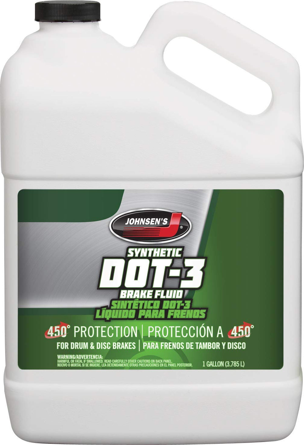 Johnsen's one-gallon bottle front view showing label and clear product benefit