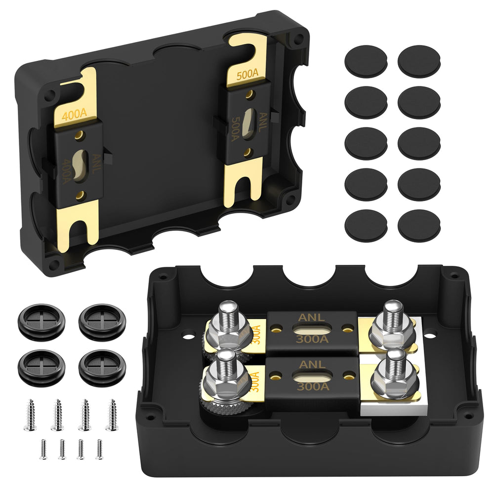 Joinfworld front view of ANL fuse holder showing posts and cover for neat installations