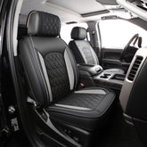 JOJOBAY front seat cover overview showing tailored fit and upgraded cabin look