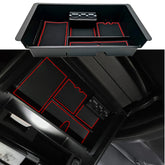 JOJOMARK front view of red center console tray shows tidy storage benefit
