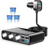 JOYROOM front view of splitter showing ports and compact layout for organized car power