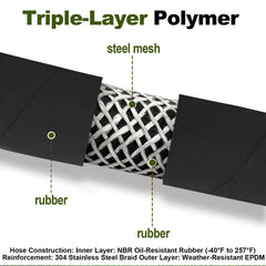 joytrace hose threaded into engine drain port for no-spill
