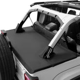 JOYTUTUS front view of tonneau cover installed on Wrangler JL showing fit and protection
