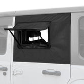 JOYTUTUS front view of rear side window cover showing fit and blackout benefit
