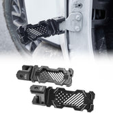 JOYTUTUS front view door hinge foot pegs showing durable aluminum finish and secure clamp