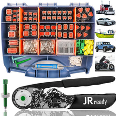 JRready front view of Deutsch connector kit showing complete contents and organization