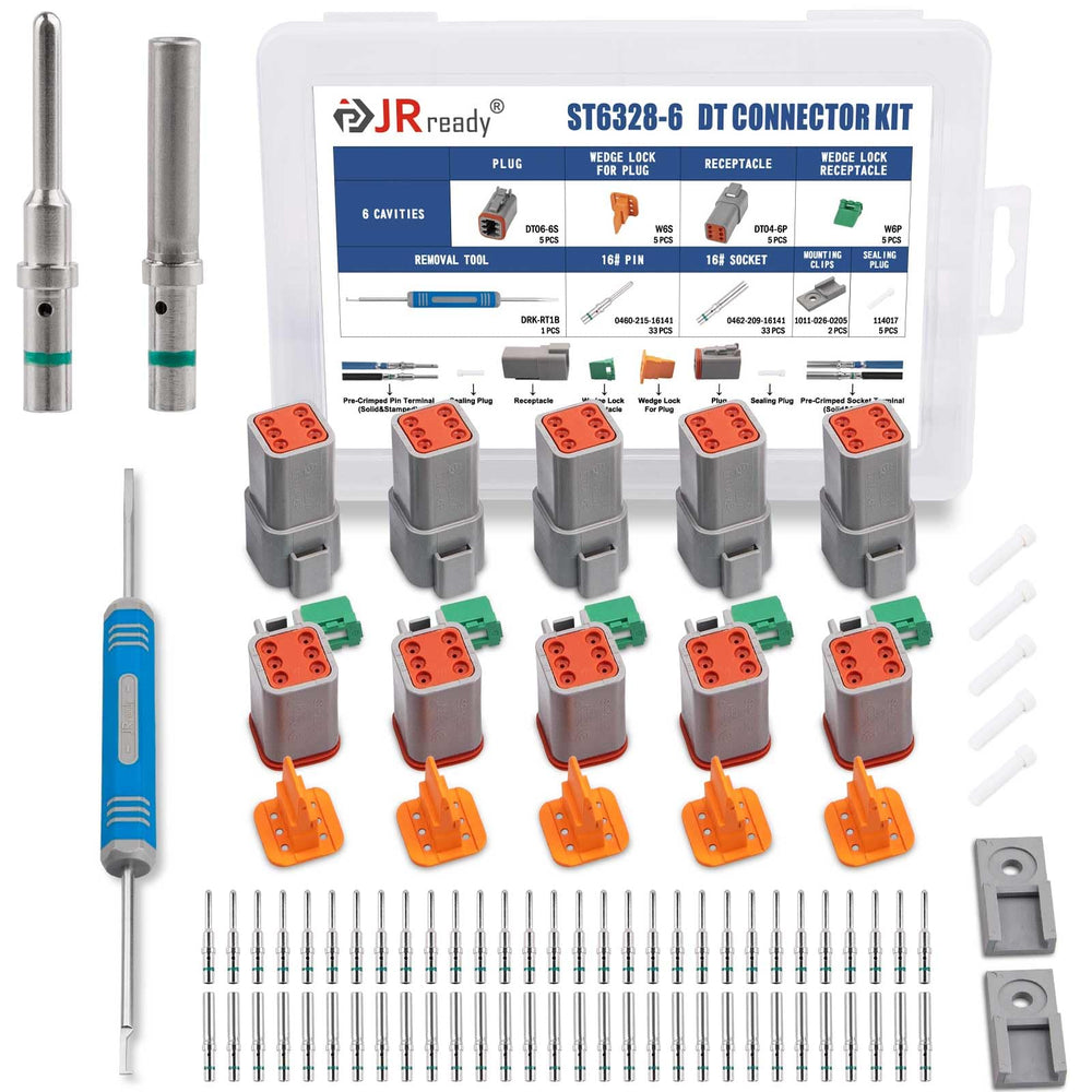JRready DT 6-pin front packaging showing complete kit and components for quick identification