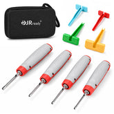 JRready front view of 8pc depinning kit showing extractors and plastic tools for easy identification and quick selection