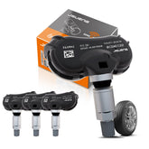 Jsueng front packaging showing four pre-programmed TPMS sensors, ensures correct fit