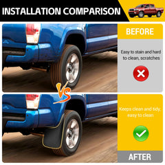 JTYZSM mounted front flap on Tacoma in motion showing splash protection