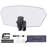 Justech front view of smoke windshield extender showing aerodynamic shape and improved airflow