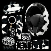 JUYQZ front packaging showing full 18-piece cow print set and contents