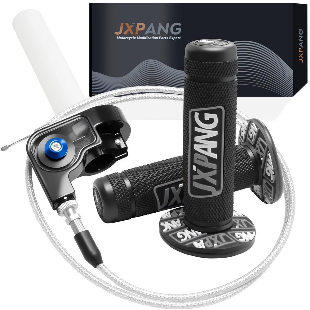 JXPANG throttle front assembly showing sleek black finish and mounting clamps for improved control