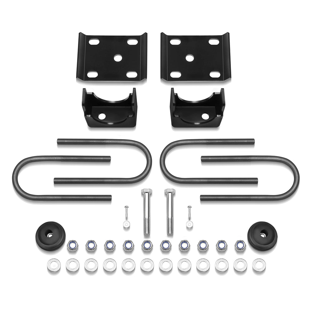JY PERFORMANCE front view of boxed 6 inch rear axle flip kit showing components and fitment benefit