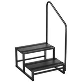 JY PERFORMANCE front view of two-step RV stairs showing stability and finish