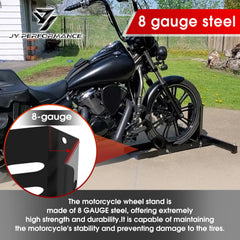 JY PERFORMANCE chock bolted to trailer floor for safe transport and stability