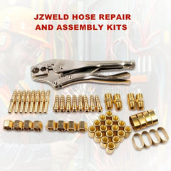 JZWELD oxygen and acetylene couplers with nuts demonstrating sealed connections