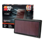 K&N front packaging view showing fit and easy installation benefit