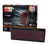 K&N front packaging of 33-2865 showing durable, ready-to-install filter benefit