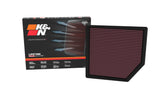 K&N front packaging of 33-5143 filter showing fitment and benefit