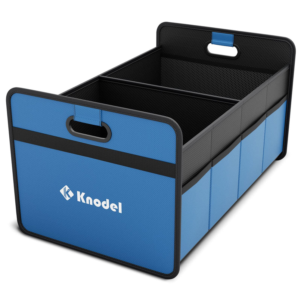 K KNODEL front view medium blue organizer showing compartments and tidy storage benefit