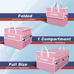 K KNODEL close-up of zip lid and reinforced handle for secure carrying
