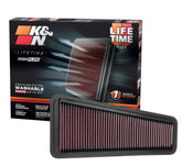 K&N front view of 33-2281 filter showing fit and instant airflow benefit